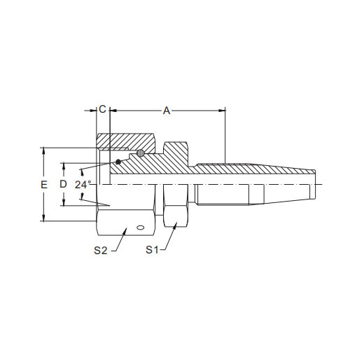 20518d-Metric Nữ Vòng chữ O hình nón 24° H.t. Lắp ống có thể tháo rời