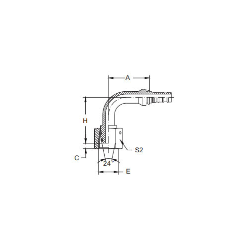 20593-90°Số liệu Nữ Vòng chữ O hình nón 24° H.t. Khóa liên động