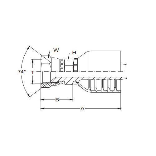 Con dấu hình nón 74 ° JIC Nữ